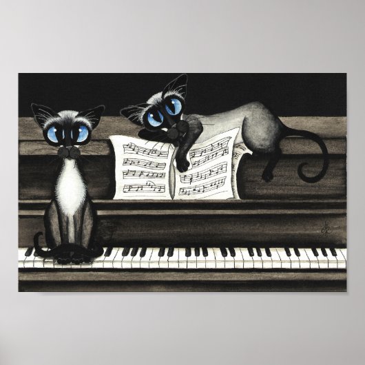 Siamese Cats Piano Music Poster (Voorkant)
