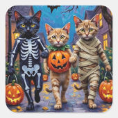 Siamese Cats Trick-or-Treating Halloween Costumes Vierkante Sticker (Voorkant)