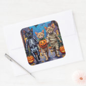 Siamese Cats Trick-or-Treating Halloween Costumes Vierkante Sticker (Envelop)