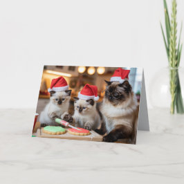 Siamese Christmas Cookie Card Kaart