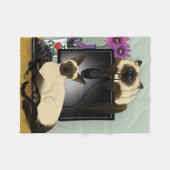 Siamese computer katten onheil fleece deken (Voorkant (Horizontaal))