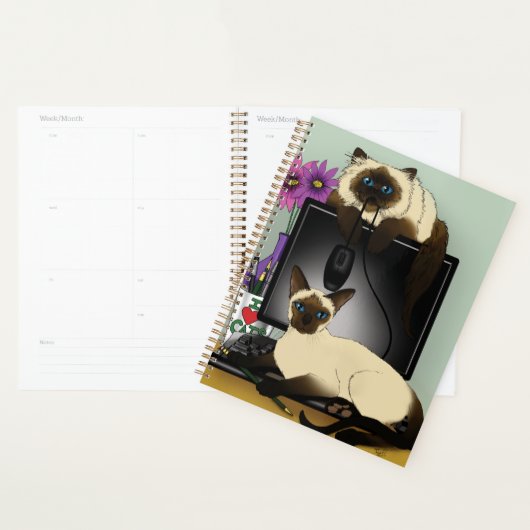 Siamese computer katten onheil planner (Display)