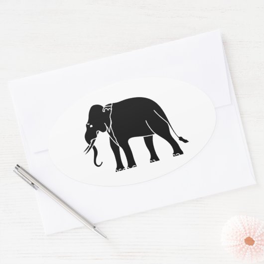 Siamese Elephant Ovale Sticker (Envelop)