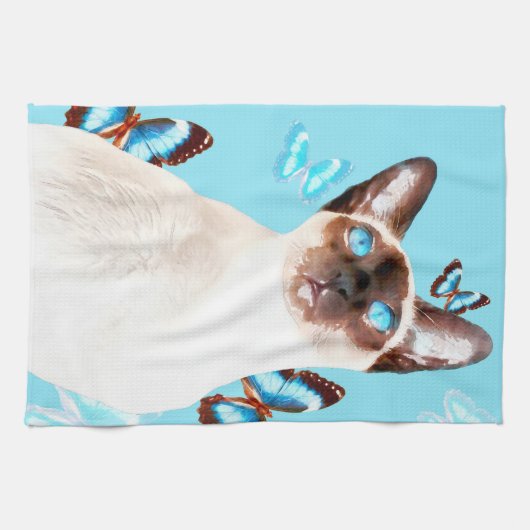 Siamese en Butterflies Theedoek (Horizontaal)