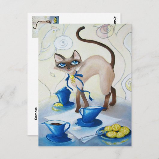 Siamese - fijne kunst briefkaart (Voorkant / Achterkant)