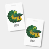 Siamese gevechtsvis cartoon illustratie badge (Voor- en achterkant)