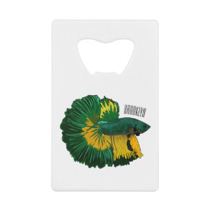 Siamese gevechtsvis cartoon illustratie creditkaart flessenopener