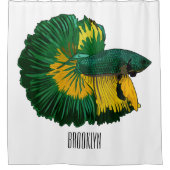 Siamese gevechtsvis cartoon illustratie douchegordijn (Voorkant)