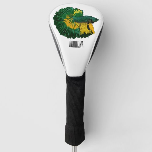 Siamese gevechtsvis cartoon illustratie golfheadcover (Voorkant)