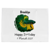 Siamese gevechtsvis cartoon illustratie groot cadeauzakje (Achterkant)