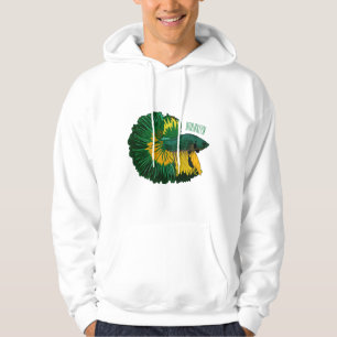 Siamese gevechtsvis cartoon illustratie hoodie
