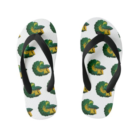 Siamese gevechtsvis cartoon illustratie kinder teenslippers (Voetbed)