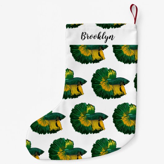 Siamese gevechtsvis cartoon illustratie kleine kerstsok (Achterkant)