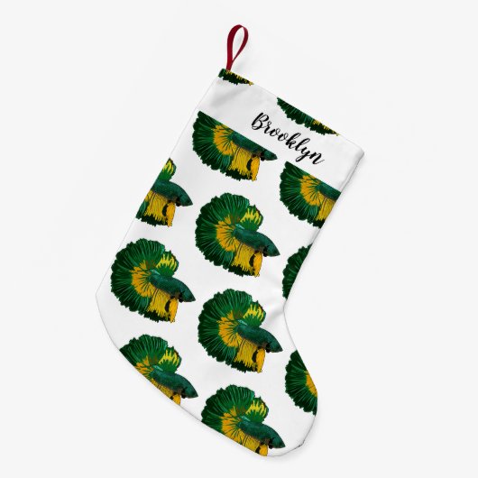 Siamese gevechtsvis cartoon illustratie kleine kerstsok (Voorkant (Hangend))