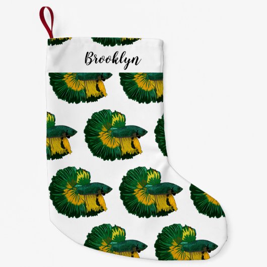 Siamese gevechtsvis cartoon illustratie kleine kerstsok (Voorkant)