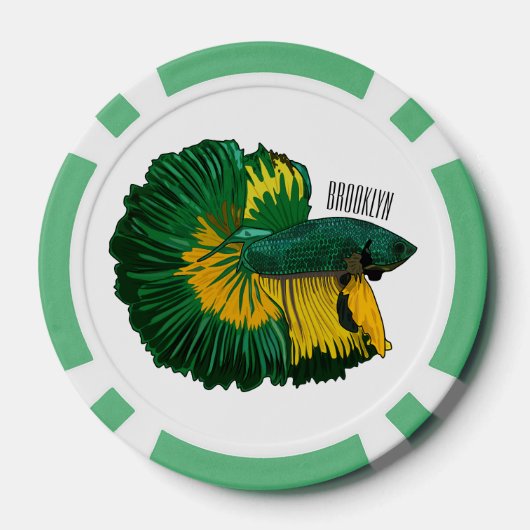 Siamese gevechtsvis cartoon illustratie poker chips (Achterkant)