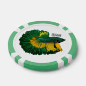Siamese gevechtsvis cartoon illustratie poker chips (Enkel)