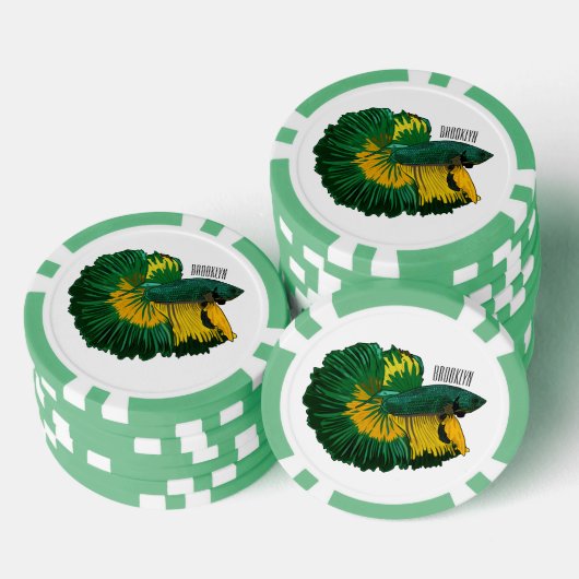 Siamese gevechtsvis cartoon illustratie poker chips (Opstapeling)