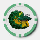 Siamese gevechtsvis cartoon illustratie poker chips (Voorkant)