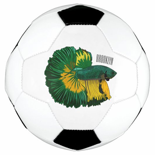 Siamese gevechtsvis cartoon illustratie voetbal (Voorkant)