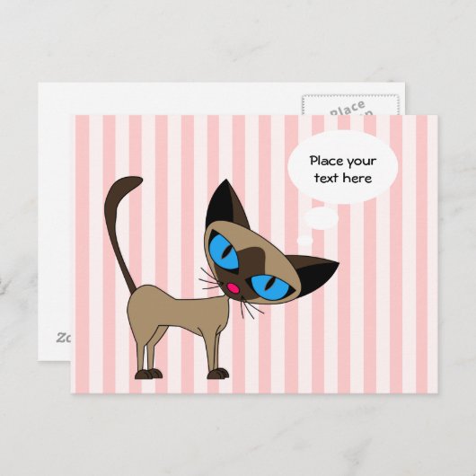 Siamese Hallo Briefkaart - Pas het aan! (Voorkant / Achterkant)