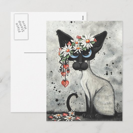 Siamese Harten van Valentijn Feestdagenkaart (Voorkant / Achterkant)