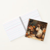 Siamese herfstkat voor Thanksgiving Notitieboek (Binnen)