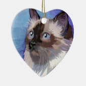 Siamese Himalayan Cat met lange haren Keramisch Ornament (Rechts)
