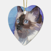 Siamese Himalayan Cat met lange haren Keramisch Ornament (Links)