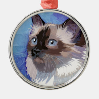 Siamese Himalayan Cat met lange haren Metalen Ornament