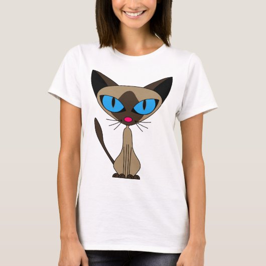 Siamese If you Please - Cartoon Siamese Cat T-shirt (Voorkant)