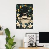 Siamese In Bathtub Poster, Funny Cat Poster (Thuiskantoor)