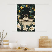 Siamese In Bathtub Poster, Funny Cat Poster (Keuken)