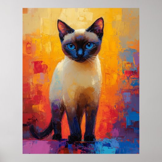 Siamese in Colorstorm - Expressieve Impressionisti Poster (Voorkant)