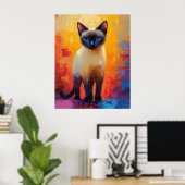 Siamese in Colorstorm - Expressieve Impressionisti Poster (Thuiskantoor)