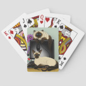 Siamese Kantoor Bureaustoel Katten Grappige Schelm Pokerkaarten (Achterkant)