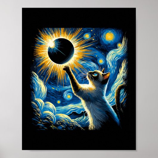 Siamese kat 2024 Van Gogh Sterrennacht Siamese kat Poster (Voorkant)