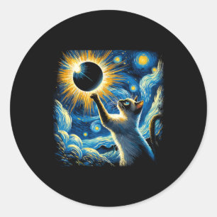 Siamese kat 2024 Van Gogh Sterrennacht Siamese kat Ronde Sticker