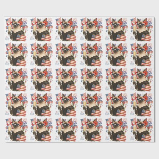 Siamese kat 4 juli Onafhankelijkheidsdag Cadeaupapier (Vlak)