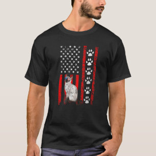 Siamese Kat 4 juli Patriottische Amerikaanse Vlag T-shirt