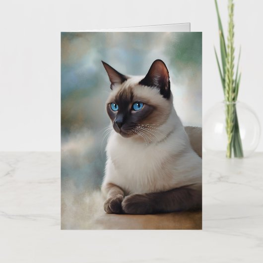 Siamese Kat 749 Digitale kunst Folie Wenskaart (Voorkant)
