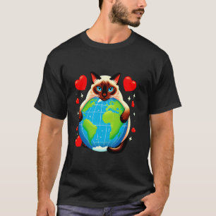 Siamese Kat Aardedag Knuffel Liefde Eigenaar Plane T-shirt