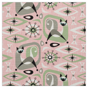 Siamese kat Abstract op roze Stof