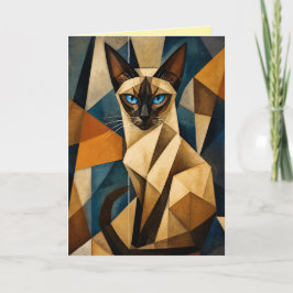 Siamese Kat Abstract Wenskaart Feestdagen Kaart
