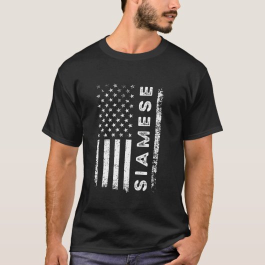 Siamese Kat Amerikaanse Vlag Siamese T-shirt (Voorkant)