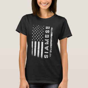 Siamese Kat Amerikaanse Vlag Siamese T-shirt