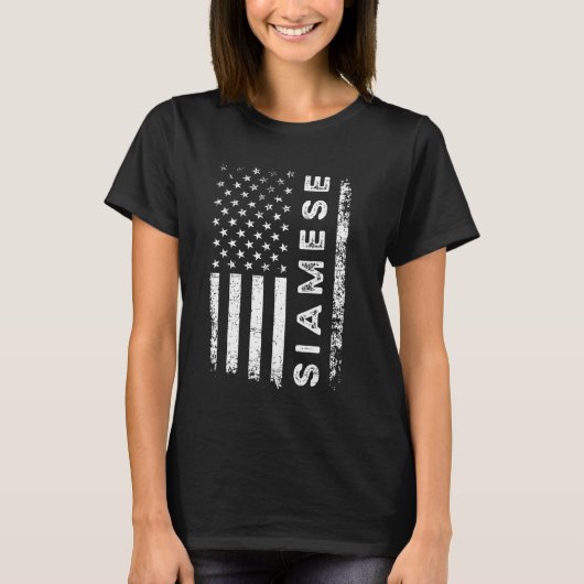 Siamese Kat Amerikaanse Vlag Siamese T-shirt (Voorkant)