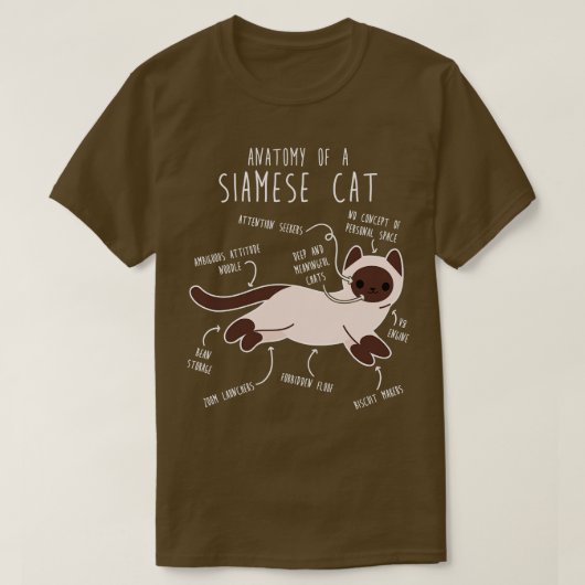 Siamese kat anatomie t-shirt (Design voorkant)