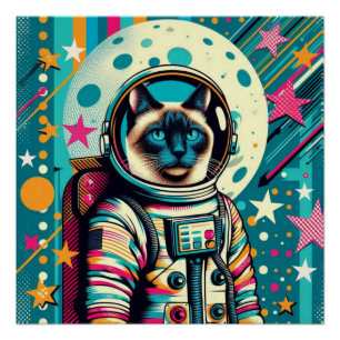 SIAMESE KAT-ASTRONAUT 2 PERFECT POSTER