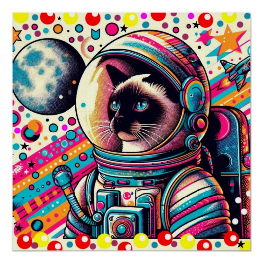 SIAMESE KAT-ASTRONAUT 4 PERFECT POSTER (Voorkant)